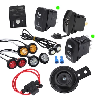 LED Turn-signal, Komplet s Rog Univerzalno Rocker Stikalo Obrnite Signal Dvojno USB Polnilec za SXS UTV Kawasaki Mule Teryx Street Legal