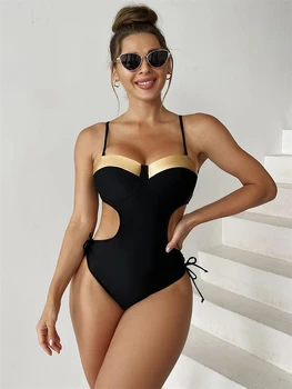 Enodelne Ženske Kopalke 2023 Nova Črna Ruta Kopalke Seksi Obleka, Monokini Votlih Iz Summer Beach Wear Ženske Kopalke