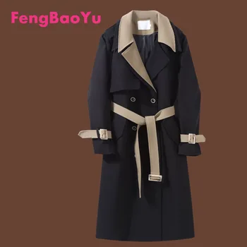 Fengbaoyu Spomladi in Jeseni Lady Jarek Plašč, Črn Plašč Trend Obleko Ovratnik Plašč Prvotni Načrt Temperament High-end ženski Wear