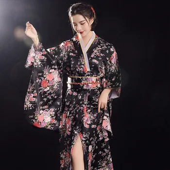 Japonski Tradicionalni Yukata Kimono Z Obi Letnik Ženske Večerno Obleko Gejša Kimono Letnik Ženske Fazi Kažejo Kostum Cosplay