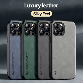 10Pcs Magnetni Usnjena torbica Za iPhone 13 14 Pro Max 12 11 Pro XS Max X XR 8 7 Plus SE 2 2022 Ovčje kože Mat Slim Nazaj Pokrov