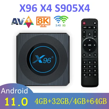 Novo X96 X4 Smart TV Android 11 TV Box Amlogic S905X4 Set Top Box 4GB 32gb 64gb Dvojno WIFI 8K Internet TV Sprejemnik X96X4