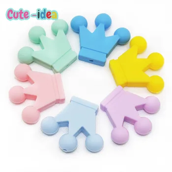 Cute-Ideja 10PCs Silikonski Krono Kroglice Baby Začetnih Žvečljive Teether DIY Baby Cucla Verige žvečiti Igrače Oprema Otroška Izdelki