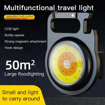 Večnamenski Mini Svetilka COB Prenosni Keychain Delo Svetlobe, Sili Baklo USB Polnjenje Kampiranje Svetlo Šotor Ribolov Lučka
