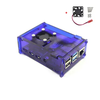 Modra Akril Primeru Ohišje Škatla z Hladilni Ventilator za Raspberry Pi 4