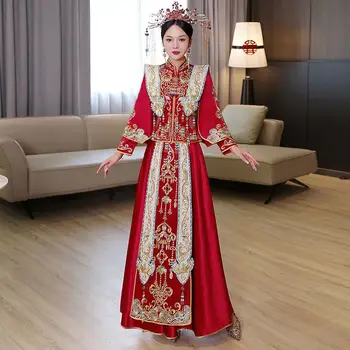 Yourqipao Kitajske Tradicionalne Xiuhe Oblačila 2023 Novo Fengguan Xiapei Hanfu Nevesta Poročni Obleki Kitajska Poročna Toast Halje Določa