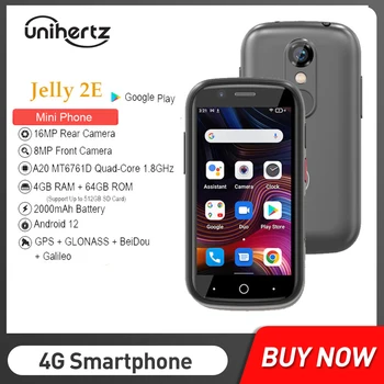 Unihertz Jelly 2E 4+64GB Mini Pametni telefon Odklenjen Globalni Različici 4G Android 12 in HD Glasovno Podprti 4+64GB Telefon Z SD Kartico