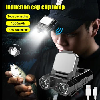 2 v 1 Indukcijske Skp Posnetek Lučka LED Val Senzor Žaromet, 5 Načini USB Polnilne Nepremočljiva Glavo Baklo Kampiranje, Ribolov Svetlobe