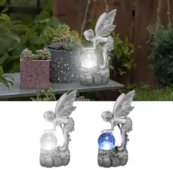 Vrt Angel Sončne LED Pravljice Angel Kip Vrt Figurice odporen Vrt Angel Slika Kiparstvo Okraski Edinstveno Gif