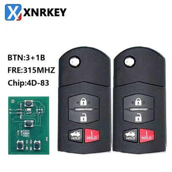 XNRKEY 3+1 Gumb Flip Daljinski Ključ 4D83 Čip 315Mhz FCC: BGBX1T478SKE125-01 za Mazda 2 5 2011-2015 CX-7 CX-9 2006-2013 Avto Ključ