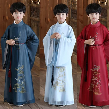 3 Barve Kitajska Tradicionalna Oblačila Za Fante, Otroci Vezenje Hanfu Tang Obleko Z Dolgimi Rokavi Novo Leto Obleko Kitajska Princ