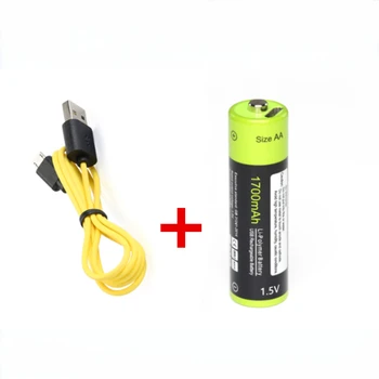 1PCS ZNTER 1,5 V AA 1700mAh polnilna litijeva baterija, USB litij-polimer baterija + Micro USB kabel