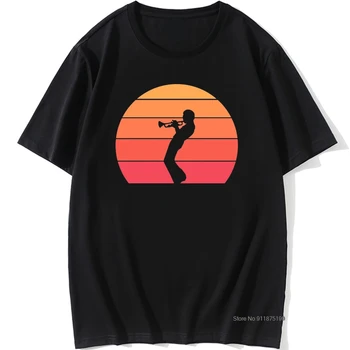 O'Neck Kakovosti Miles Davis Trobenta Sunset High Street Tee Majice Majica Za Človeka, Hip Hop Po Meri Bombaža T-Shirt