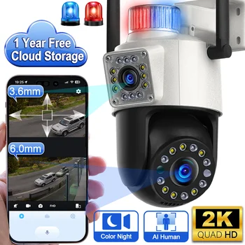 2K Prostem WiFi nadzorna Kamera Dvojno Objektiv 4MP Home Security IP Kamera Barvna Nočno Vizijo Auto Tracking CCTV Kamere
