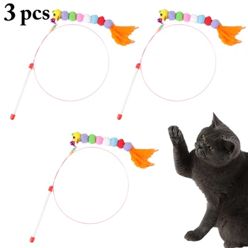 3pcs Visoke Kakovosti Hišnih Mačk Igrača Novo Design Bird Perja Plišastih Plastična Igrača za Mačke Mačja Catcher Teaser Igrača