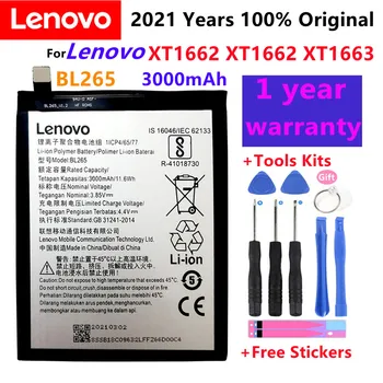 Original BL265 3000mAh Baterija Za Lenovo XT1662 Motorola MOTO M XT1662 XT1663 Mobilni Telefon +Darilo Orodja +Nalepke