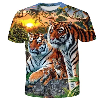 Živali T-Shirt Prevelik Otroci Otrok Kratek Rokav Tiger 3D Tiskanje Majice Fant, Fant, Fantje in Dekleta Vrhovi T-Shirt Poletne Obleke