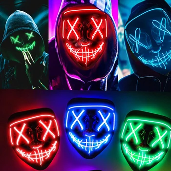Nove Brezžične Halloween Neon Led Purge Masko Maškarada Carnival Party Maske Svetlobe Svetlobna V Temi Cosplay Kostum Dobave