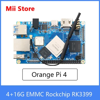 Oranžna Pi 4 Enotni potovalni Računalnik 4GB DDR4+16 G EMMC Rockchip RK3399 Dual-coreCortex-A72+Quad-core Cortex-A53 Razvoj Odbor