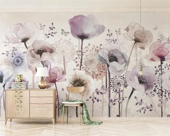 Po meri Foto Zidana Akvarel cvetje in rastline Ročno Poslikane Slog Cvet Sivke TV Ozadju Stene 3d ozadje papel tapiz
