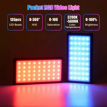 YONGNUO YN135 Mini 12W RGB LED Video Žep Luči Zatemniti 14 Učinke Vgrajeno Baterijo OLED za Vlog Živo