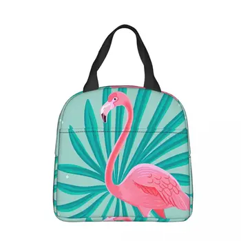 Flamingo Barvni Vzorec Oxford Krpo Prenosne Torbe Živali Šolski Izlet Kosilo Pohodništvo Naplavin Hladilnik Hrane Torbice