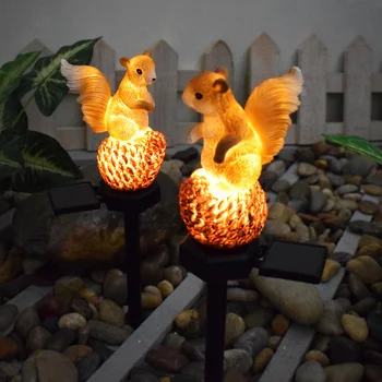 2Pcs Sončne Luči Zunanji Smolo Veverica Živali Vrtne Svetilke Vrt Lightings LED Nepremočljiva Dvorišče Počitnice Stranka Zunaj Dekoracijo