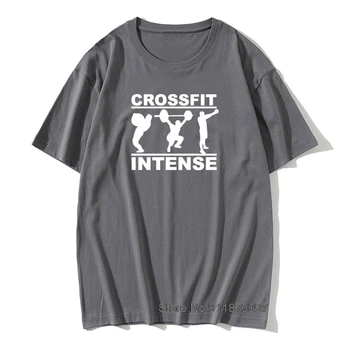 CrossFit Intenzivno T-Shirt Smešno In Zabavno Darilo Za Moške Oče, Oče, Mož, Krog Vratu Bombaž Majica Bodybuilding, Fitnes Vrhovi Tees
