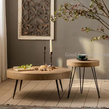 Tiho Slog mizice Leseno mizico v Dnevni Sobi Center Kave Kombinacija Mize Različnih Velikosti Doma Pohištvo