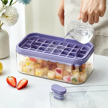 Ice box ledu plesni En klik na ledu in pritisnite ledu škatla za shranjevanje kuhinja orodje pladenj ledena kocka ledu pladenj