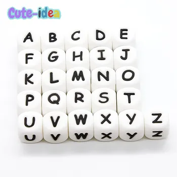Cute-Ideja 10pcs Silikonski Črke Kroglice Začetnih DIY Ročno angleške Abecede Pismo pearl teether BPA Free Baby Tuš Darila
