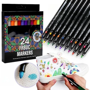 24 Barv Nepremočljiva Colorfast Tkanine, Tekstilne flomaster Trajna Barva Peresa Za DIY Oblačila Umetnost Grafitov Risanje Ročno Narisanih