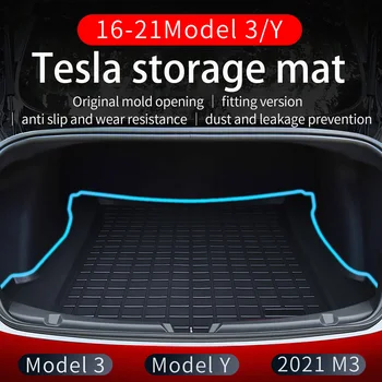 ALLREY Avto Zadaj Prtljažnik Mat Tesla Model 3/Y Vodoodbojne Zaščitne Blazine za Tovor Linijskih Trunk Pladenj Talna Obloga Dodatki