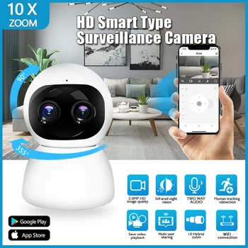 1080P WiFi Kamera varstvo 10X Digitalni Zoom nadzorna Kamera Varnosti Night Vision Cam Barvno Samodejno ljudmi
