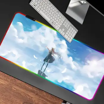 Anime Dekle Kamio Misuzu Urad Miši Igralec Mehko RGB gaming mouse pad velike XXL preprogo lkeyboard računalniška miška ploščica z osvetlitvijo