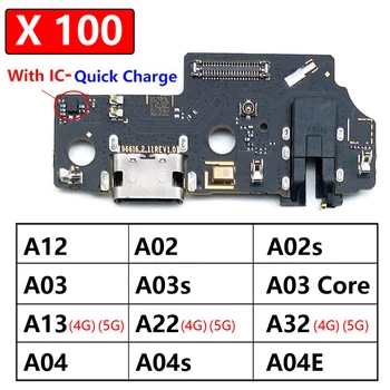 100 kozarcev Polnilnik USB Polnjenje Dock Priključek Flex Kabel Za Samsung A02 A12 A02s A03s A03 Jedro A13 A22 A32 4G 5G A04 A04s