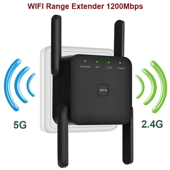 5 Ghz WiFi Long Range Extender Brezžična WIFI Booster AC1200 Adapter 1200Mbps Wi-Fi Ojačevalnik 802.11 N Wi Fi Signal Repeator