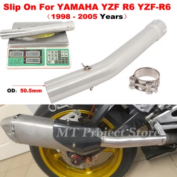 Za YAMAHA YZF R6 YZF-R6 1998 - 2005 Letih motornega kolesa, Izpušni Pobeg Spremenjen Sredini Povezavo Cevi za Povezovanje 51mm Moto Cevi Glušnika