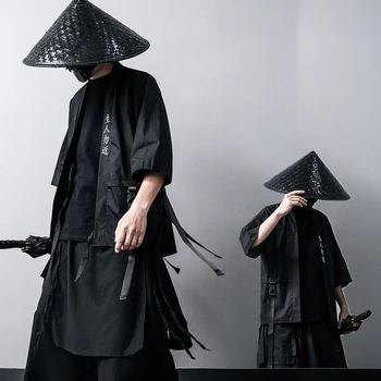 2023 Novi Japonski Tradicionalni Črn Kimono Jopico Diablo Samuraj Ninja Cosplay Bo Ustrezala Kitajski Hanfu Slog Plašč Ulične
