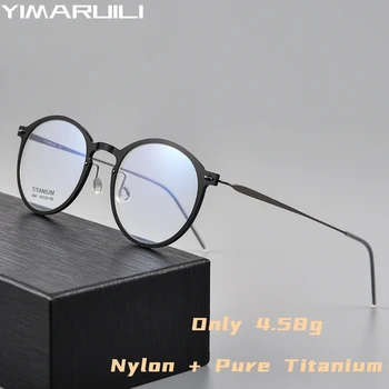YIMARULI Moda Ultra-lahkih Najlon Očala Retro Čistega Titana Krog Luksuzni Optični Recept Očala Okvir Za Moške in Ženske
