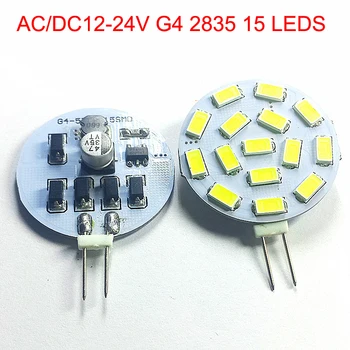 10pcs AC DC12V 24V LED Žarnice G4 Mini LED Žarometi, 5730 15 led 3w G4 scenografija Lestenec Crystal Light Nadomešča 30w Halogenske