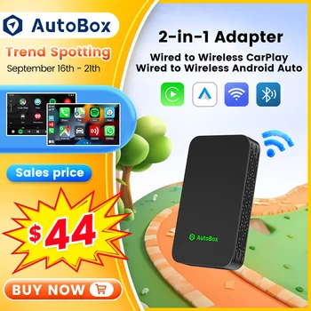 Autobox 2air Brezžični CarPlay Mini Adapter Android Auto Ključ Apple Avto Polje Predvajaj za iOS in Android Spotify Wifi, BT Auto Connect