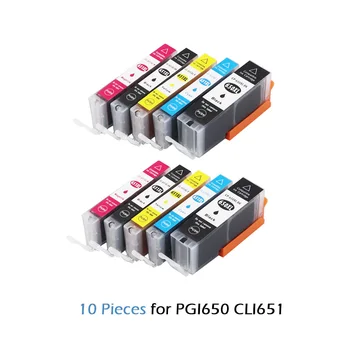 10Pcs ZGO 650 CLI 651 Združljivih Kartuš za Canon Pixma MG6360 MG7160 IP7260 iX6860 iP8760 MX726 Tiskalniki PGI650 CLI651