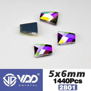 VDD 1440Pcs Visoke Kakovosti AAAAA Stekla Okrasnih Kristali AB Ravno Nazaj Vroče Fix Strass Obliko Bleščice 3D Kamni Za DIY Odlikovanja