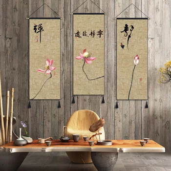 Kitajski Slog Rastline Lotus Wall Art Poiščite Slikarsko Platno Plakat, Dekorativno Slikarstvo za Spalnico, dnevno Sobo