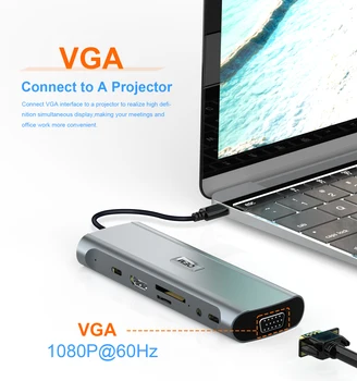 VGA 12 v 1 Zvezdišče Usb priključek za Razširitveno Postajo Hub 3 0 Hdmi Usb Razdelilnik 12 Vrata Tip C Extensor Usbc Dock Koncentrator Za Prenosnik Macbook