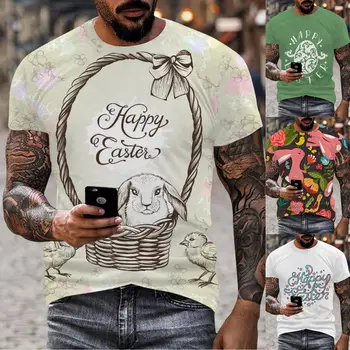 Mens Velikonočni Moda Priložnostne Privlačne Digitalni 3D Tiskanih T Shirt Z Alt Majice Majica Hip Hop T-majice Tees Poletje Vrhovi