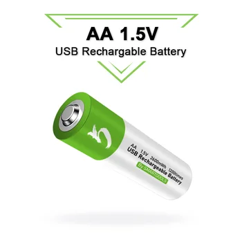 Visoka zmogljivost 1,5 V AA 2600 mWh USB polnilna litij-ionska baterija za daljinski nadzor miške, majhen ventilator Električne igrače baterija + Kabel