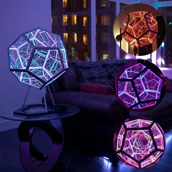 Infinity Dodecahedron Gaming Lahka 3D Cube Svetlobe Desk Kul RGBW Led namizne Svetilke za Spalnico Igralna Soba Dekor Led Luči Noč
