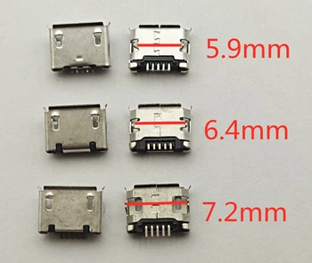 100 kozarcev Mikro USB Priključek mini 5pin 5.9 6.4 mm mm 7,2 mm kratko iglo 5P DIP2 Podatki vrata, vrata za Polnjenje Mobilnih koncu plug